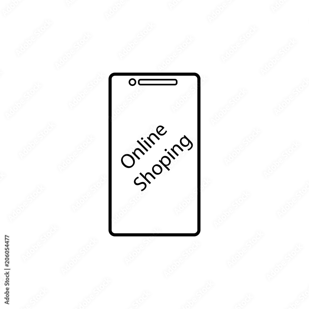 Poster mobile shopping icon. element of mobile banking for smart concept and web apps. thin line mobile sho