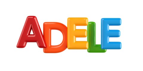 isolated colorfull 3d Kid Name balloon font Adele