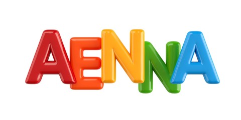 isolated colorfull 3d Kid Name balloon font Aenna
