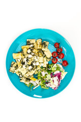 tasty pasta Rigatoni with Spinach and Goat Cheese