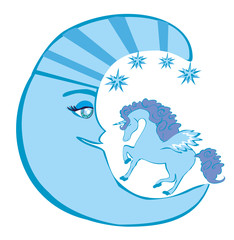 magic unicorn and moon © diavolessa