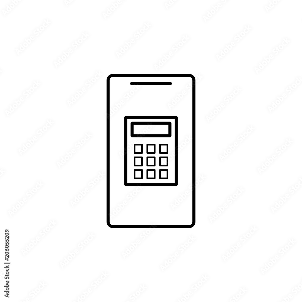 Aufkleber calculator in smart phone icon. element of mobile banking for smart concept and web apps. thin line 