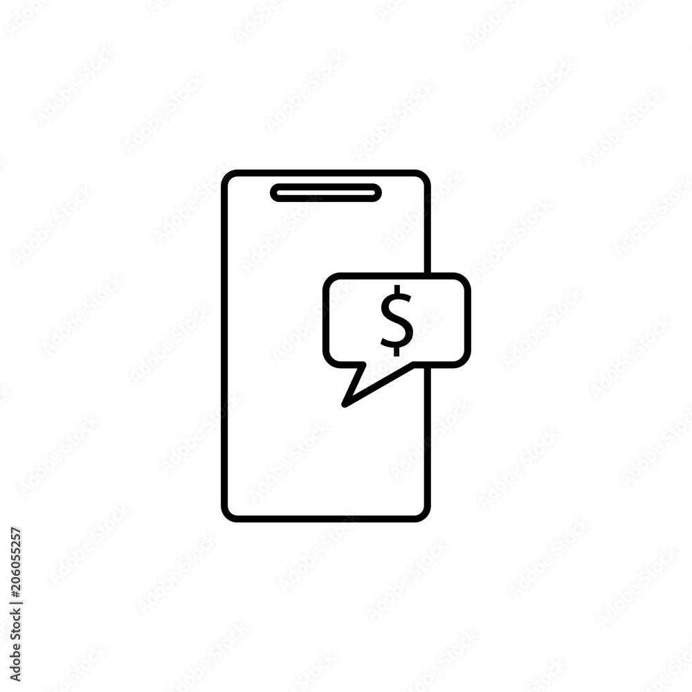 Poster message about the receipt of money in mobile banking icon. element of mobile banking for smart conce