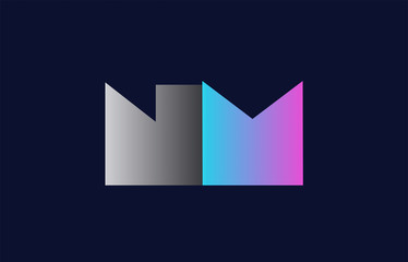 initial alphabet letter nm  n m logo company icon design