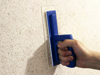 Workers were plastering.