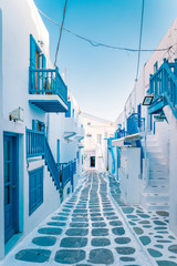 colorful streets of Mykonos Greece
