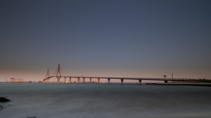 Sunset view of Puente de la Constitucion de 1812 aka Puente de La Pepe, Cadiz, Andalucia, Spain © Julian Gazzard