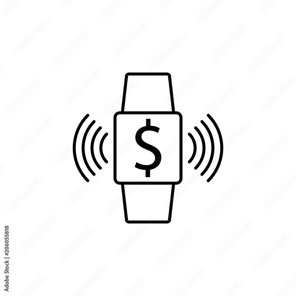 Aufkleber smart watch notification icon. element of mobile banking for smart concept and web apps. thin line s
