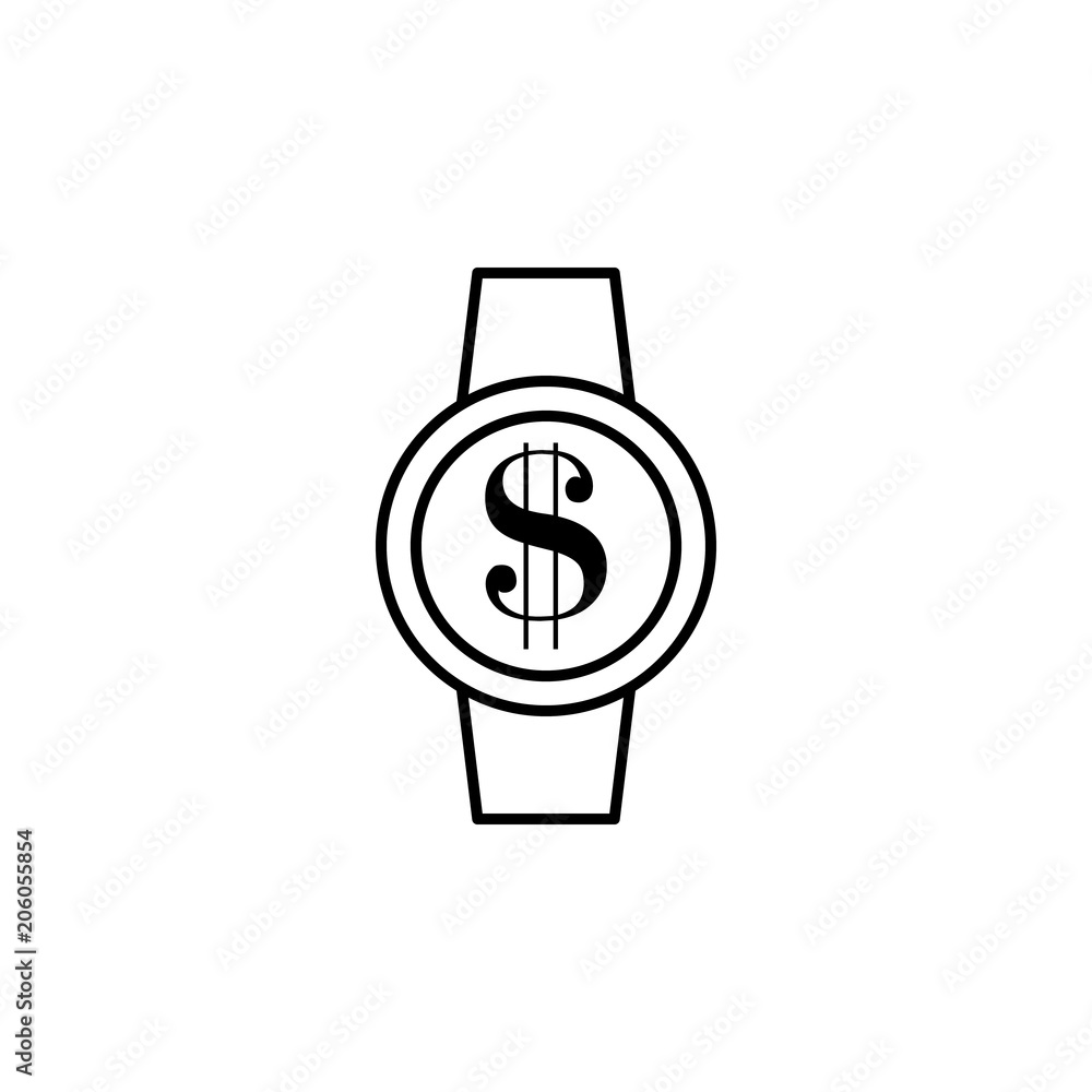 Poster money on the smart watch screen icon. element of mobile banking for smart concept and web apps. thin