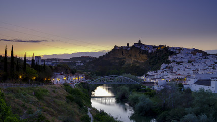 View of Arcos de la Frontera at sunset, Andalucia, Spain