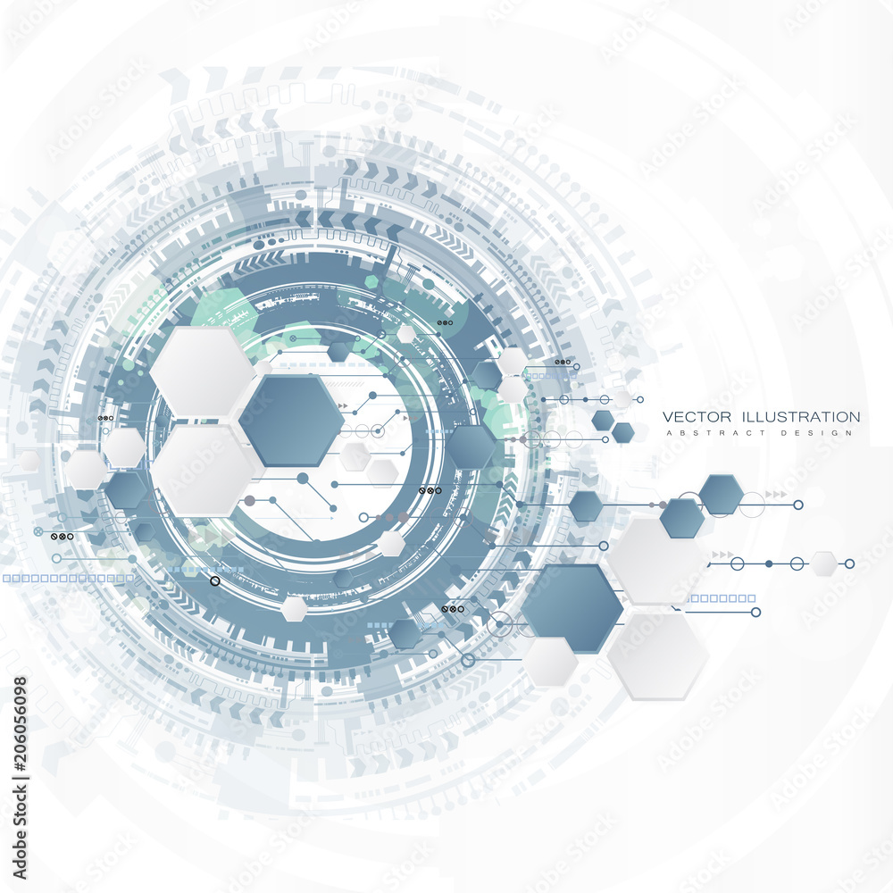 Aufkleber engineering technology with various elements digital space for content, network, business tech prese