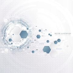 Engineering technology with various elements Digital space for content, network, business tech presentation on light color background Vector illustration