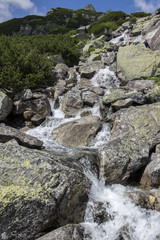 Mengusovska dolina, Hincov potok, amazing stony hiking trail to hight mount Rysy over mountain stream, High Tatra mountains