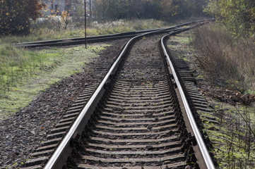 Obraz na płótnie Canvas Abandoned single track railway line, way to nowhere