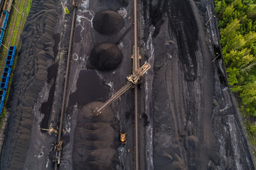 Fototapeta na wymiar Aerial drone view on coal mine