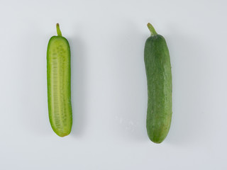 Fresh holland cucumber on white background.