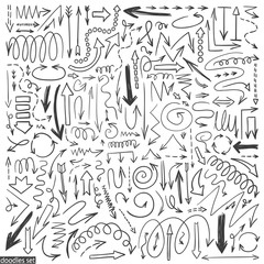 Arrows doodle pencil signs set business sketches bundle