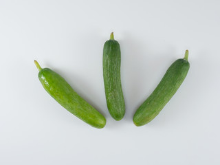 Fresh holland cucumber on white background.