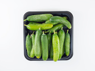 Fresh holland cucumber on white background.
