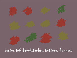 Trendy Paint Vector Brush Strokes. Brown Ink Splats, Banners, Chocolate Smears. Hipster Graffiti Ads Borders, Vintage Paintbrush Doodles. Tasty Chocolate Smears, Trendy Paint Vector Brush Strokes.