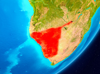 Orbit view of Namibia in red