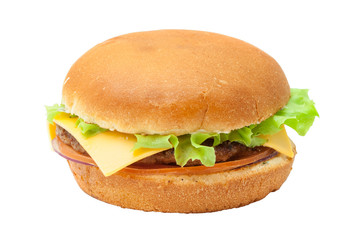 Cheesburger with lettuce salad