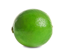 Fresh ripe green lime on white background