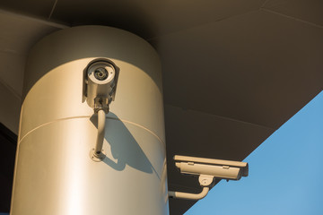 Security CCTV camera and surveillance cam system in modern office building