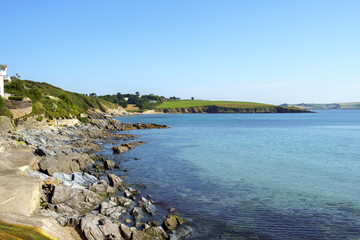 Fototapeta na wymiar View of the coastline at Portscatho, Cornwall, UK on a beautiful summer morning.