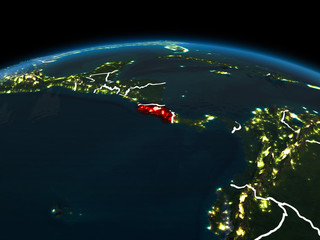 Costa Rica on Earth at night