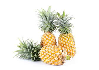 Tripple pineapple fruits on white backgrounds