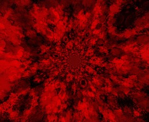 Blood red and black fractal watercolor texture background. Art template for design products decoration. Pattern for printed pictures, postcards, posters or covers and printing on ceramics.