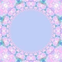 Floral circle frame. Elegant abstract art in pastel colors. Creative pattern background for labels, booklets, flyers and posters or covers. Template for design products decoration. Print for textile.