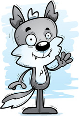 Cartoon Male Wolf Waving