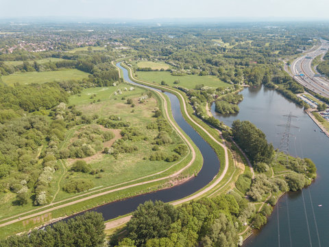 Aerial drone river © Sam Foster