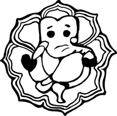 An illustration of the Indian deity Ganesha - a symbol of prosperity. Minimalism style.