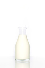 Bottle of milk on white background
