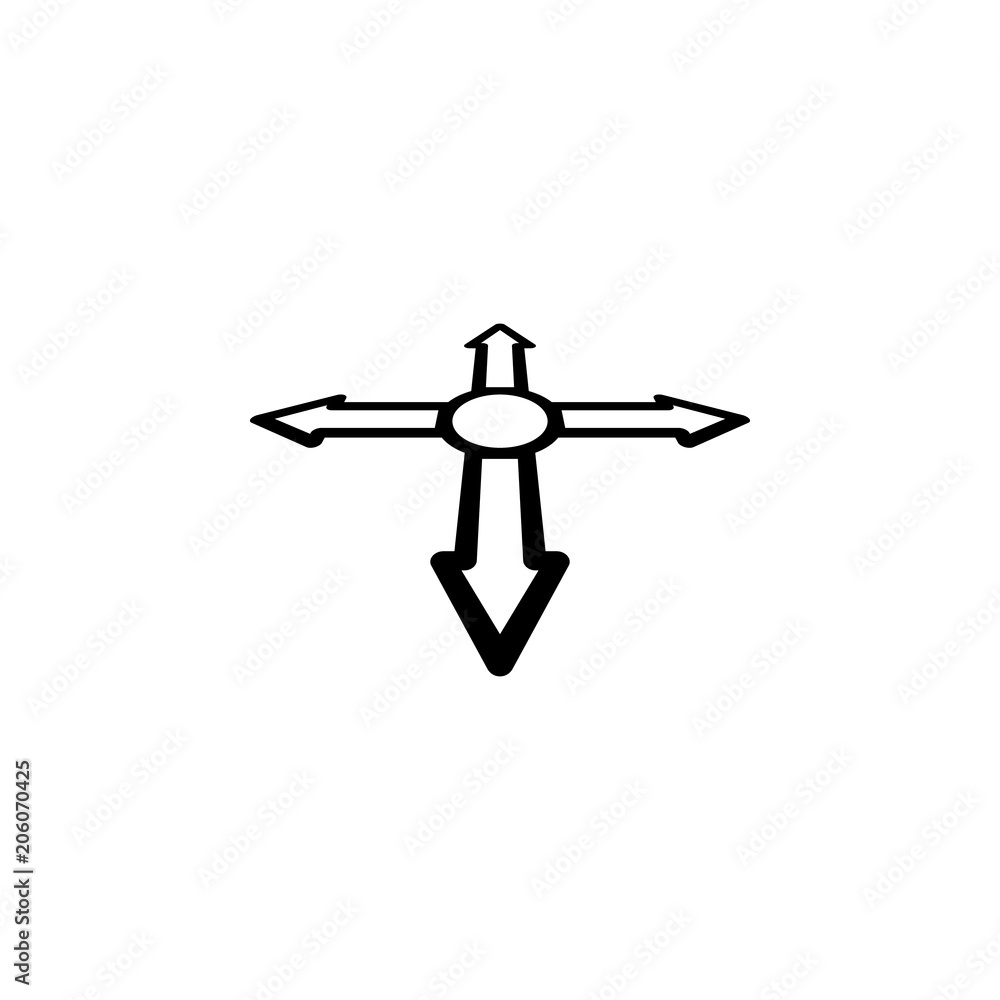Aufkleber directions in the navigator icon. element of navigation for mobile concept and web apps. thin line d