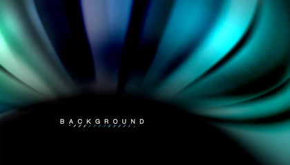 Abstract wave lines fluid rainbow style color stripes on black background