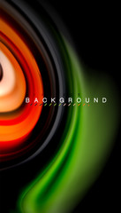 Abstract wave lines fluid rainbow style color stripes on black background
