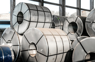 Steel coils inside a factory
