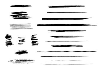 Vector collection of different ink strokes.