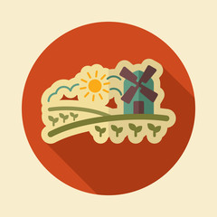 Rural landscape with windmill icon