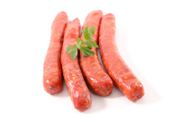 raw sausage on white background