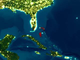 Bahamas in red at night