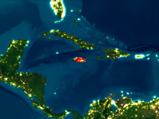 Jamaica in red at night