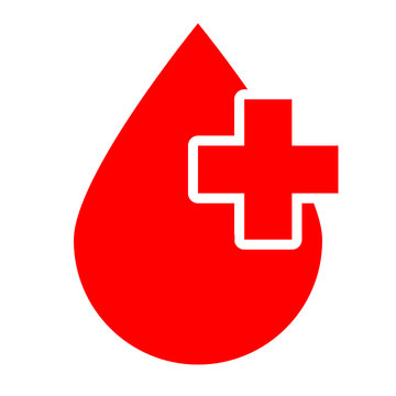 World Blood Donor Day, June 14. Red Blood drop with white cross sign.