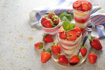 Dessert with strawberries