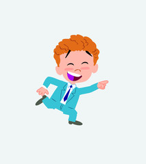 Businessman running smiling.