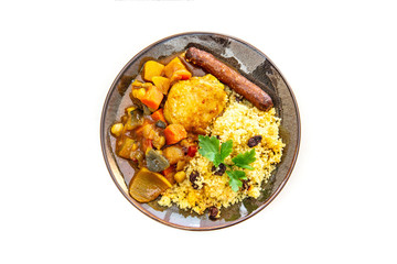 traditional moroccan dish couscous salad with Sausage